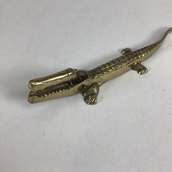 Vintage Solid Brass Alligator Crocodile Nutcracker - Picture 2 of 15